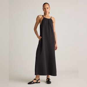 NWT Quince Women's 100% Organic Cotton Gauze Sleeveless Maxi Dress Black Sz XS